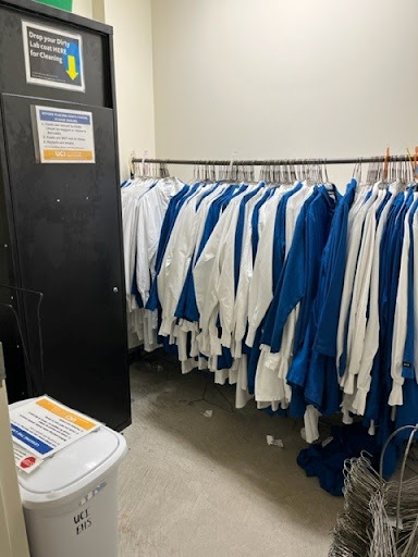 Room full of lab coats.